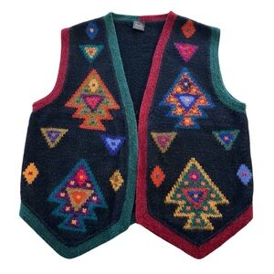 Vintage Perez Baby Alpaca Sweater Vest Colorful Knit Southwest Aztec Design